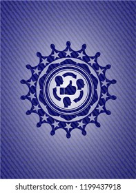 good customer feedback icon inside emblem with jean background