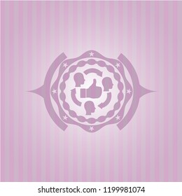 good customer feedback icon inside retro pink emblem