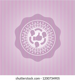 good customer feedback icon inside realistic pink emblem