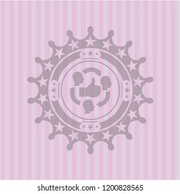 good customer feedback icon inside pink emblem. Retro
