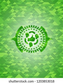good customer feedback icon inside realistic green emblem. Mosaic background