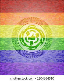 good customer feedback icon inside lgbt colors emblem 