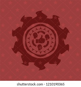 good customer feedback icon inside badge with red background