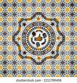 good customer feedback icon inside arabic emblem. Arabesque decoration.