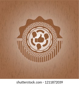 good customer feedback icon inside wood emblem