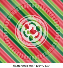 good customer feedback icon inside christmas colors style emblem.