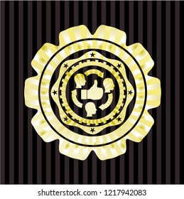 good customer feedback icon inside gold badge or emblem