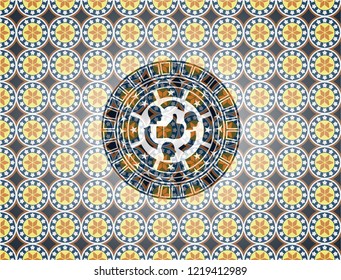 good customer feedback icon inside arabesque emblem background. arabic decoration.