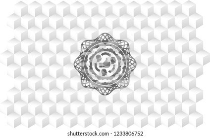 good customer feedback icon inside grey icon or emblem with geometric cube white background