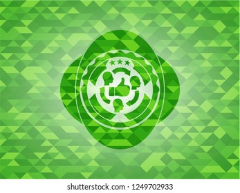 good customer feedback icon inside realistic green emblem. Mosaic background