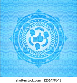 good customer feedback icon inside water emblem.