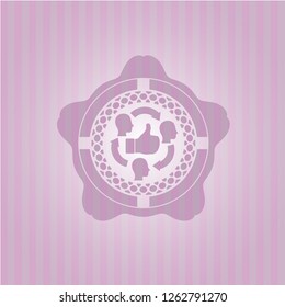 good customer feedback icon inside pink emblem. Vintage.