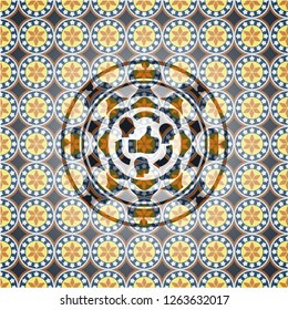 good customer feedback icon inside arabic emblem. Arabesque decoration.