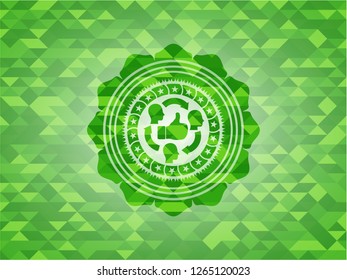 good customer feedback icon inside realistic green emblem. Mosaic background