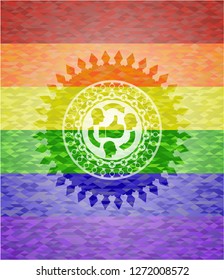 good customer feedback icon inside lgbt colors emblem 