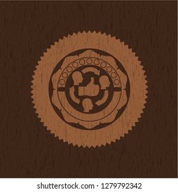 good customer feedback icon inside retro wooden emblem