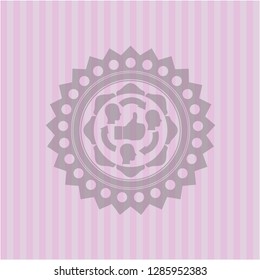 good customer feedback icon inside badge with pink background
