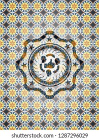 good customer feedback icon inside arabic emblem. Arabesque decoration.