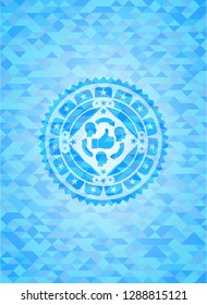 good customer feedback icon inside realistic sky blue mosaic emblem