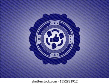 good customer feedback icon inside badge with jean texture