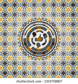 good customer feedback icon inside arabesque emblem background. arabic decoration.