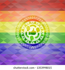 good customer feedback icon inside lgbt colors emblem 