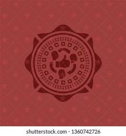 good customer feedback icon inside realistic red emblem