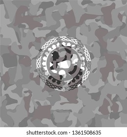good customer feedback icon inside grey camo emblem