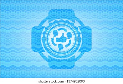good customer feedback icon inside water representation badge.