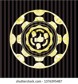 good customer feedback icon inside gold shiny emblem