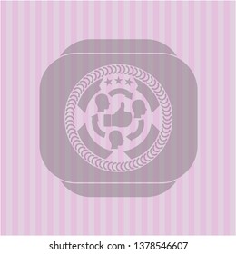 good customer feedback icon inside badge with pink background