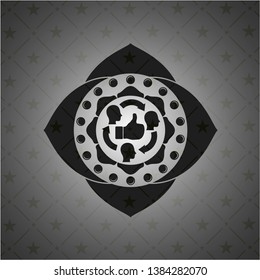 good customer feedback icon inside dark emblem