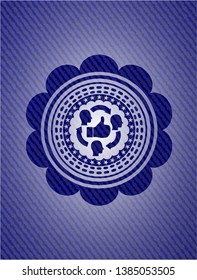good customer feedback icon inside badge with denim texture