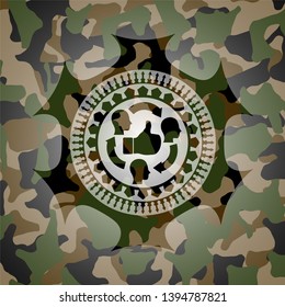 good customer feedback icon inside camouflage texture