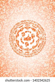 good customer feedback icon inside orange tile background illustration. Square geometric mosaic seamless pattern with emblem inside.