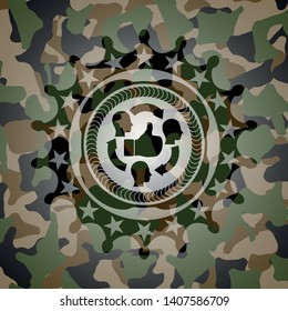 good customer feedback icon inside camo texture