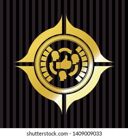 good customer feedback icon inside gold badge or emblem
