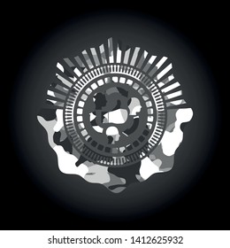 good customer feedback icon inside grey camouflage emblem