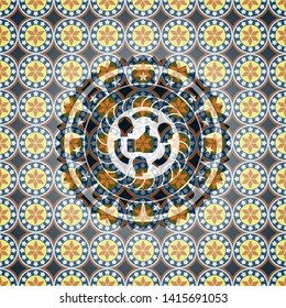 good customer feedback icon inside arabesque emblem background. arabic decoration.