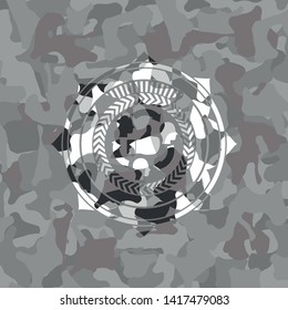 good customer feedback icon inside grey camouflage emblem