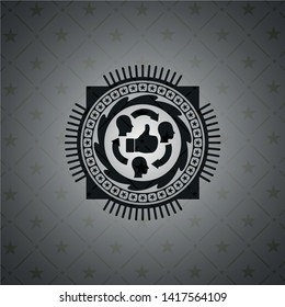 good customer feedback icon inside dark emblem