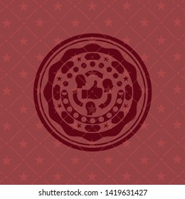 good customer feedback icon inside red emblem. Vintage.