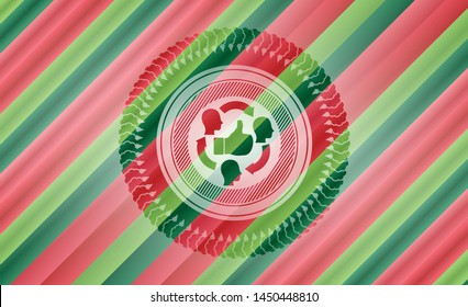 good customer feedback icon inside christmas colors badge.