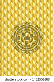 good customer feedback icon inside golden emblem. Scales pattern. Vector Illustration. Detailed.