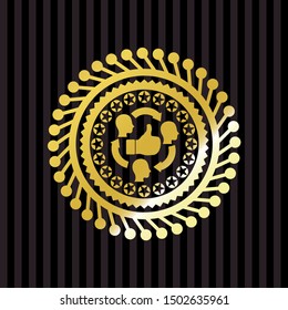 good customer feedback icon inside golden emblem