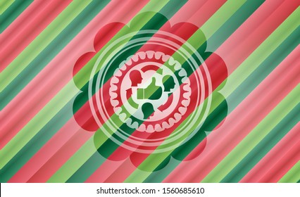 good customer feedback icon inside christmas colors badge.