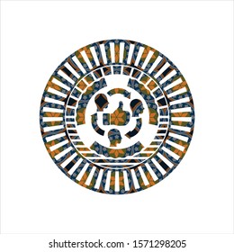 good customer feedback icon inside arabic badge. Arabesque decoration.