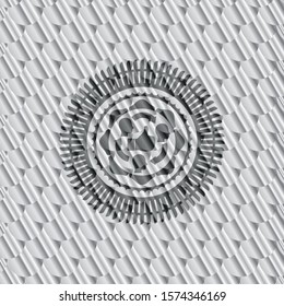 good customer feedback icon inside shiny silver badge. Scales pattern. Vector Illustration. Detailed