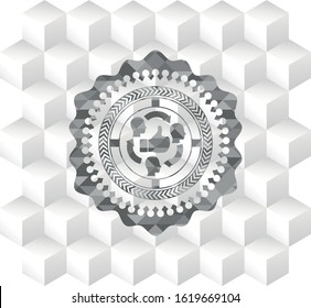 good customer feedback icon inside grey emblem. Retro with geometric cube white background