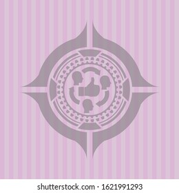 good customer feedback icon inside pink emblem. Vintage.